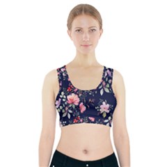 Printed Floral Pattern Sports Bra With Pocket by designsbymallika