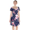 Printed Floral Pattern Short Sleeve Bardot Dress View1