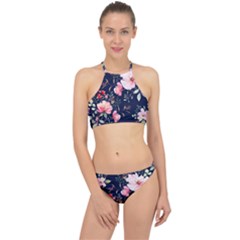 Printed Floral Pattern Racer Front Bikini Set by designsbymallika