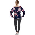 Printed Floral Pattern Off Shoulder Long Sleeve Velour Top View2