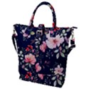 Printed Floral Pattern Buckle Top Tote Bag View1