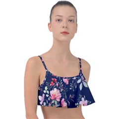 Printed Floral Pattern Frill Bikini Top by designsbymallika