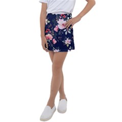 Printed Floral Pattern Kids  Tennis Skirt by designsbymallika