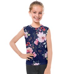 Printed Floral Pattern Kids  Mesh Tank Top by designsbymallika