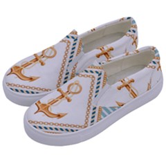 Chain Pattern Blue 6 Kids  Canvas Slip Ons by designsbymallika