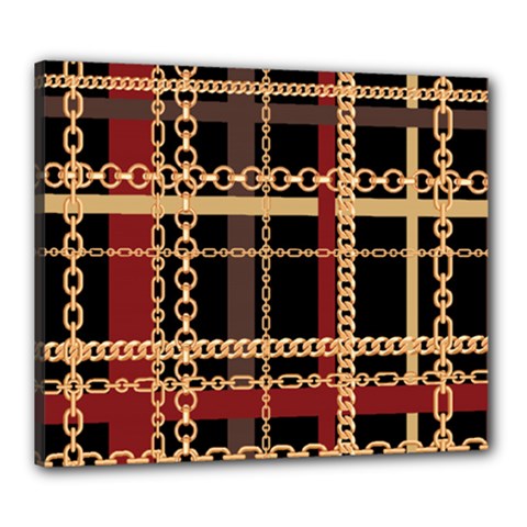 Red Black Checks Canvas 24  X 20  (stretched) by designsbymallika