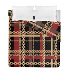 Red Black Checks Duvet Cover Double Side (full/ Double Size) by designsbymallika