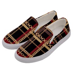 Red Black Checks Men s Canvas Slip Ons by designsbymallika