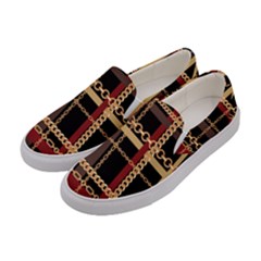 Red Black Checks Women s Canvas Slip Ons by designsbymallika