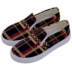 Red Black Checks Kids  Canvas Slip Ons by designsbymallika