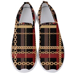 Red Black Checks Men s Slip On Sneakers by designsbymallika