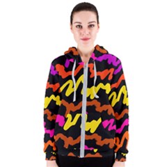 Multicolored Scribble Abstract Pattern Women s Zipper Hoodie by dflcprintsclothing