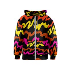 Multicolored Scribble Abstract Pattern Kids  Zipper Hoodie by dflcprintsclothing