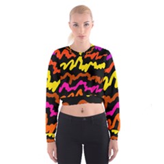 Multicolored Scribble Abstract Pattern Cropped Sweatshirt by dflcprintsclothing