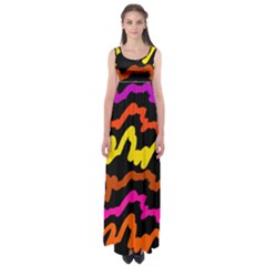 Multicolored Scribble Abstract Pattern Empire Waist Maxi Dress by dflcprintsclothing