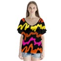 Multicolored Scribble Abstract Pattern V-Neck Flutter Sleeve Top View1