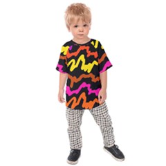 Multicolored Scribble Abstract Pattern Kids  Raglan Tee