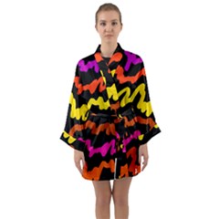 Multicolored Scribble Abstract Pattern Long Sleeve Satin Kimono by dflcprintsclothing