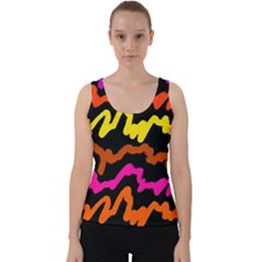 Multicolored Scribble Abstract Pattern Velvet Tank Top by dflcprintsclothing