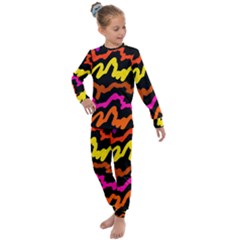 Multicolored Scribble Abstract Pattern Kids  Long Sleeve Set 