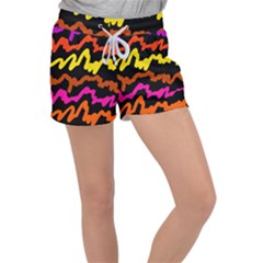 Multicolored Scribble Abstract Pattern Velour Lounge Shorts by dflcprintsclothing