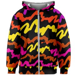 Multicolored Scribble Abstract Pattern Kids  Zipper Hoodie Without Drawstring by dflcprintsclothing