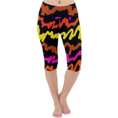 Multicolored Scribble Abstract Pattern Lightweight Velour Cropped Yoga Leggings by dflcprintsclothing