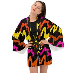 Multicolored Scribble Abstract Pattern Long Sleeve Kimono by dflcprintsclothing