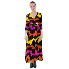 Multicolored Scribble Abstract Pattern Button Up Maxi Dress by dflcprintsclothing