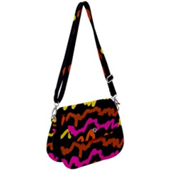 Multicolored Scribble Abstract Pattern Saddle Handbag by dflcprintsclothing