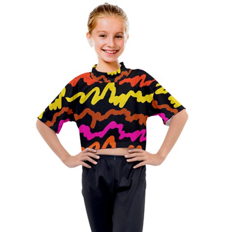 Multicolored Scribble Abstract Pattern Kids Mock Neck Tee by dflcprintsclothing