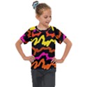 Multicolored Scribble Abstract Pattern Kids  Mesh Piece Tee View1