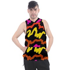 Multicolored Scribble Abstract Pattern Men s Sleeveless Hoodie by dflcprintsclothing