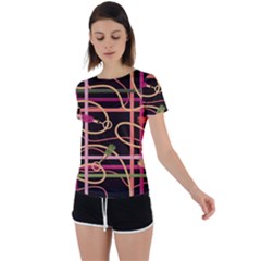 Checks Chain Pattern Back Circle Cutout Sports Tee by designsbymallika