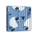 Stripes Blue White Mini Canvas 4  x 4  (Stretched) View1