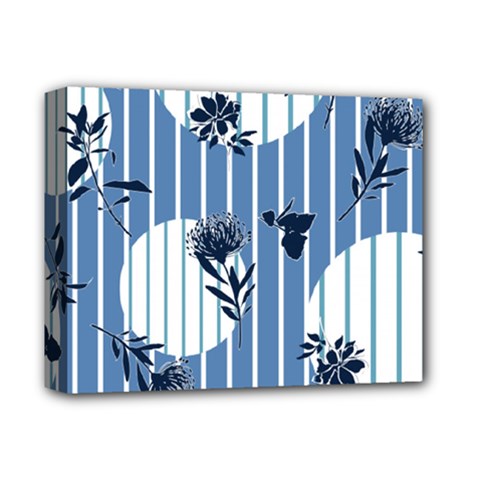 Stripes Blue White Deluxe Canvas 14  X 11  (stretched)