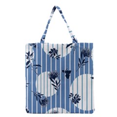 Stripes Blue White Grocery Tote Bag