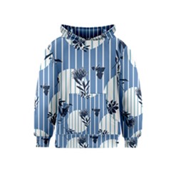 Stripes Blue White Kids  Pullover Hoodie