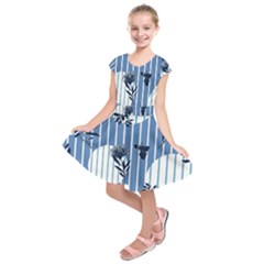 Stripes Blue White Kids  Short Sleeve Dress by designsbymallika