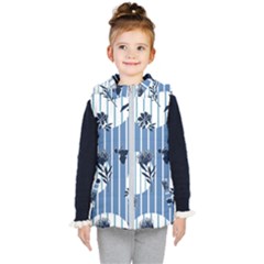 Stripes Blue White Kids  Hooded Puffer Vest by designsbymallika