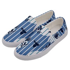 Stripes Blue White Men s Canvas Slip Ons by designsbymallika