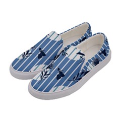 Stripes Blue White Women s Canvas Slip Ons by designsbymallika