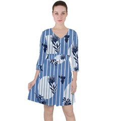 Stripes Blue White Ruffle Dress by designsbymallika