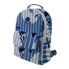 Stripes Blue White Flap Pocket Backpack (large) by designsbymallika