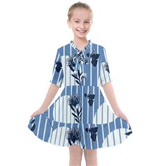 Stripes Blue White Kids  All Frills Chiffon Dress