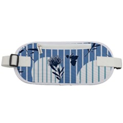 Stripes Blue White Rounded Waist Pouch by designsbymallika