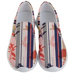 Stripies Orange Floral Pattern Men s Lightweight Slip Ons