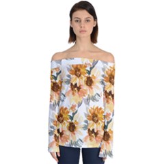 Sunflowers Off Shoulder Long Sleeve Top by Angelandspot