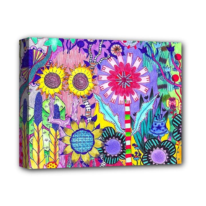 Double Sunflower Abstract Deluxe Canvas 14  x 11  (Stretched)