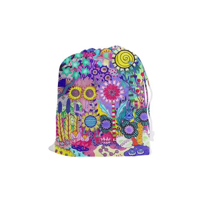 Double Sunflower Abstract Drawstring Pouch (Medium)